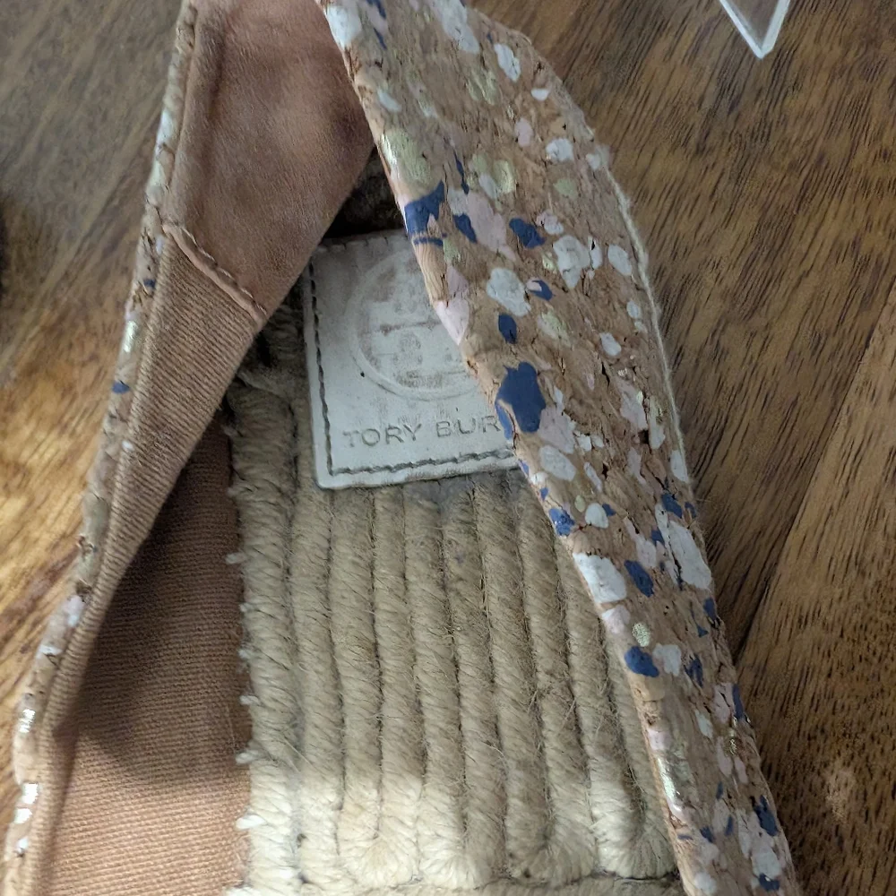 New Tory Burch Women Ines Cork Logo‎ Flat Espadrilles US 7.5